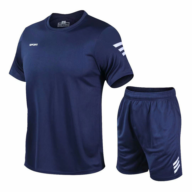 Summer Leisure Two-Piece Workout Clothes Morning Running Running Clothes Loose Round Neck T-Shirt Short Sleeves